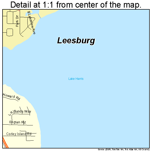 Leesburg, Florida road map detail