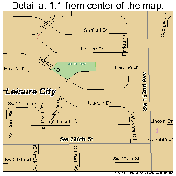 Leisure City, Florida road map detail