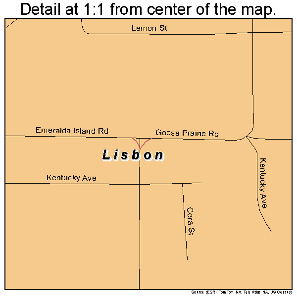 Lisbon, Florida road map detail