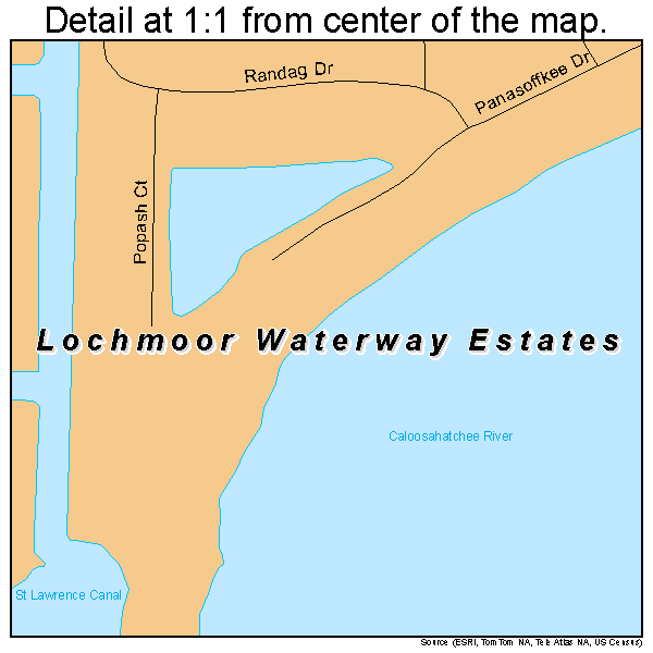 Lochmoor Waterway Estates, Florida road map detail