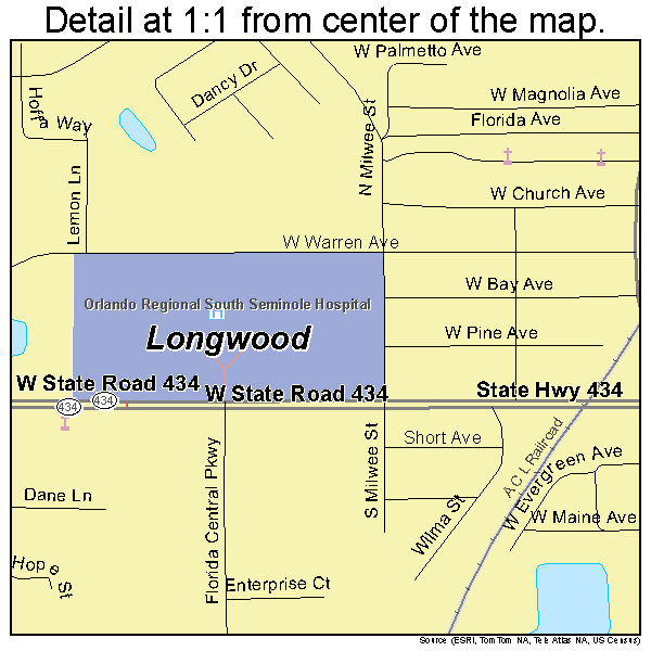 Longwood, Florida road map detail