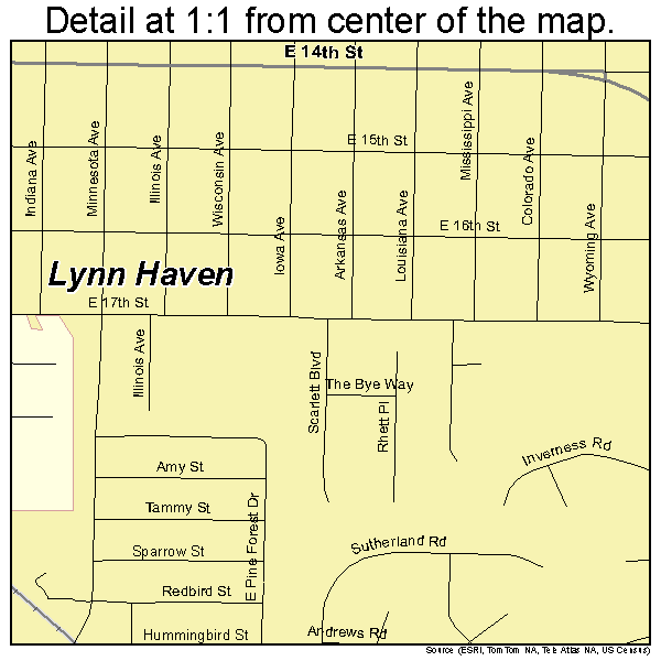 Lynn Haven, Florida road map detail