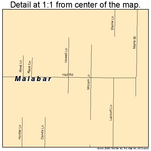 Malabar, Florida road map detail