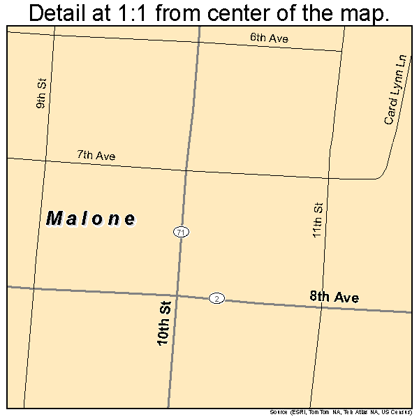 Malone, Florida road map detail