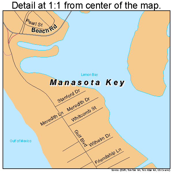 Manasota Key, Florida road map detail
