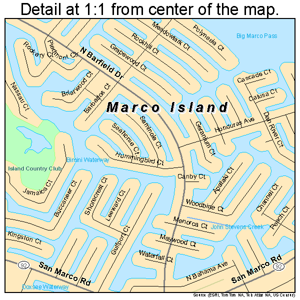 Marco Island, Florida road map detail