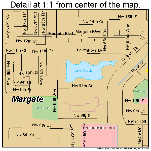 Margate, Florida road map detail