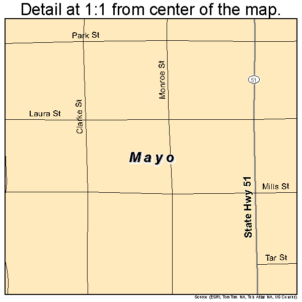 Mayo, Florida road map detail