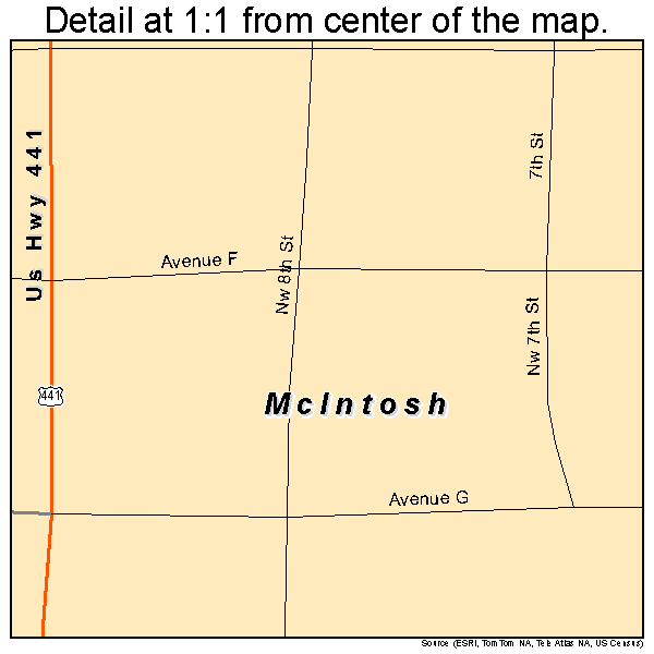 McIntosh, Florida road map detail
