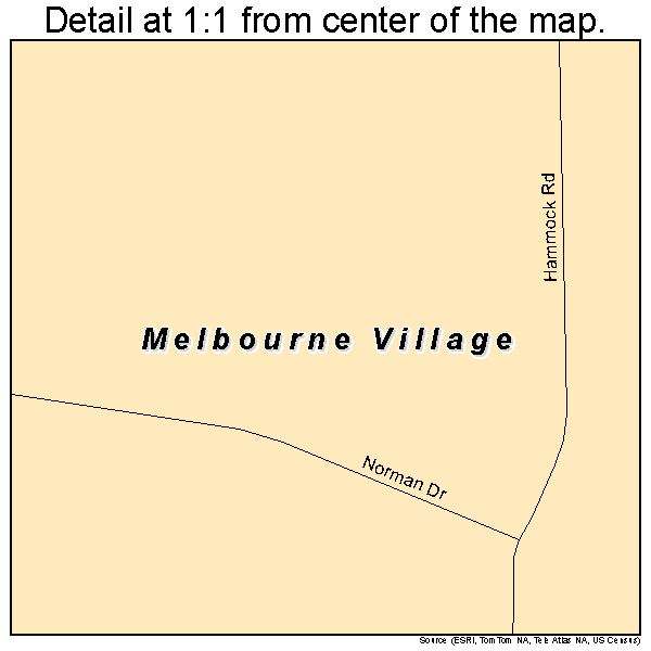 Melbourne Village, Florida road map detail