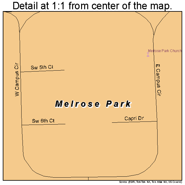 Melrose Park, Florida road map detail