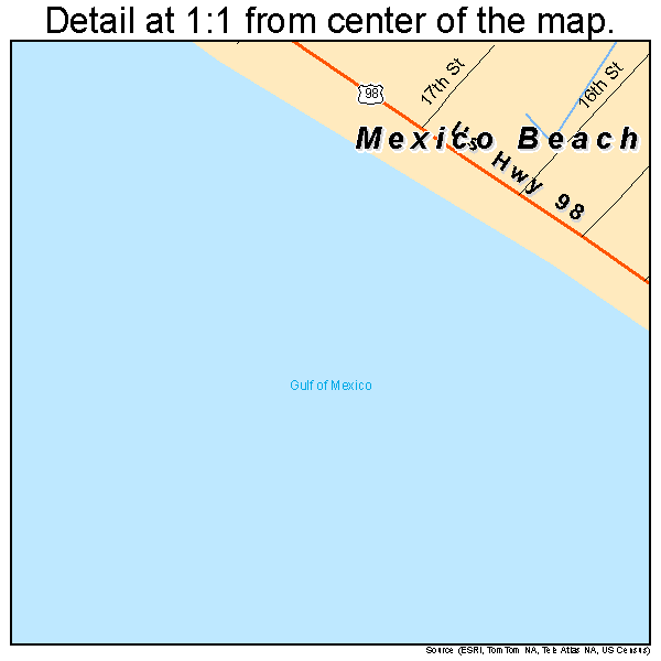 Mexico Beach, Florida road map detail