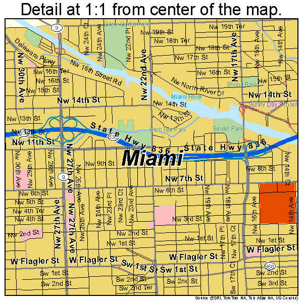 Miami, Florida road map detail