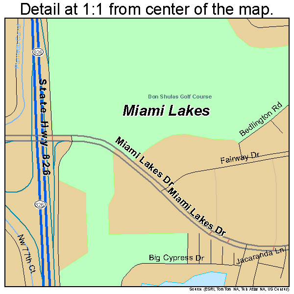 Miami Lakes, Florida road map detail