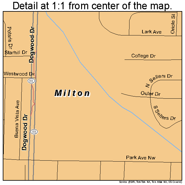 Milton, Florida road map detail