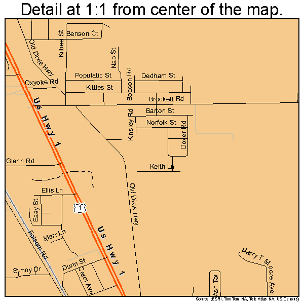 Mims, Florida road map detail