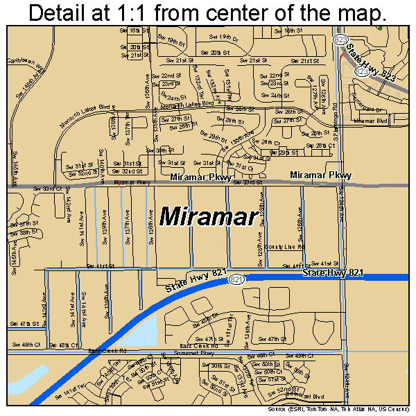 Miramar, Florida road map detail