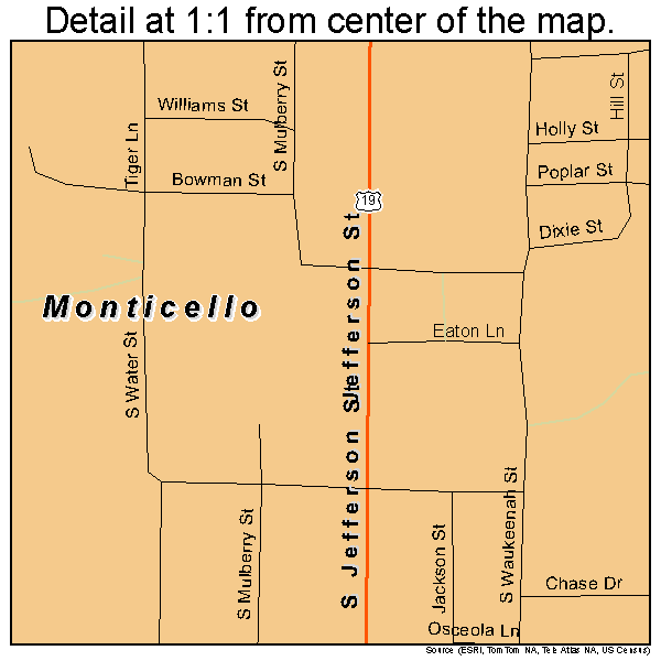 Monticello, Florida road map detail