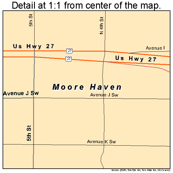 Moore Haven, Florida road map detail