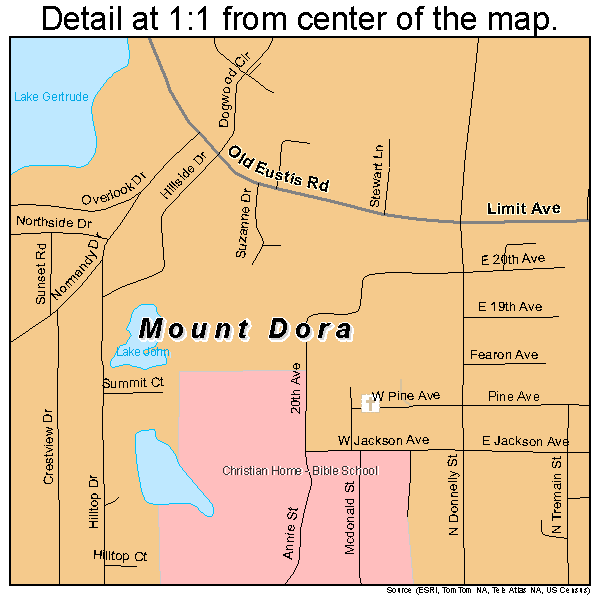 Mount Dora, Florida road map detail
