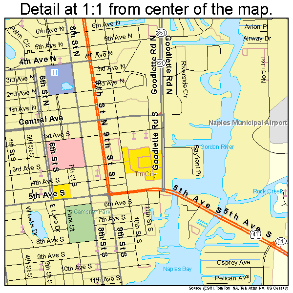 Naples, Florida road map detail