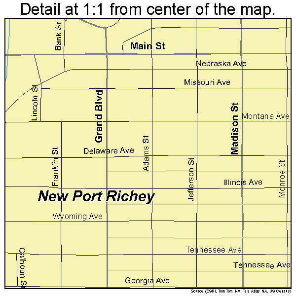 New Port Richey, Florida road map detail