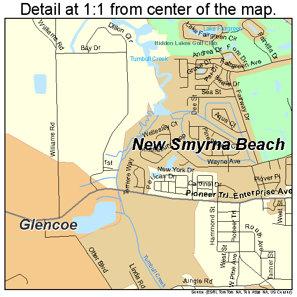 New Smyrna Beach, Florida road map detail