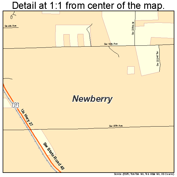 Newberry, Florida road map detail