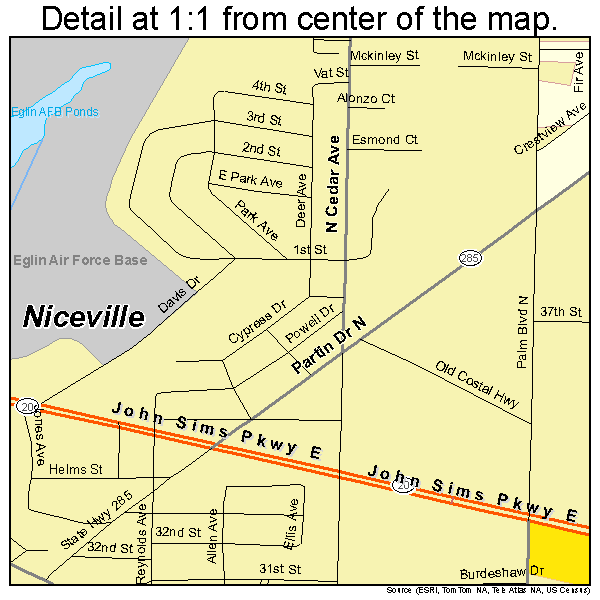 Niceville, Florida road map detail