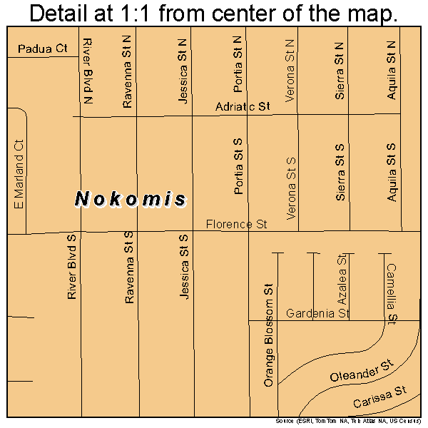 Nokomis, Florida road map detail
