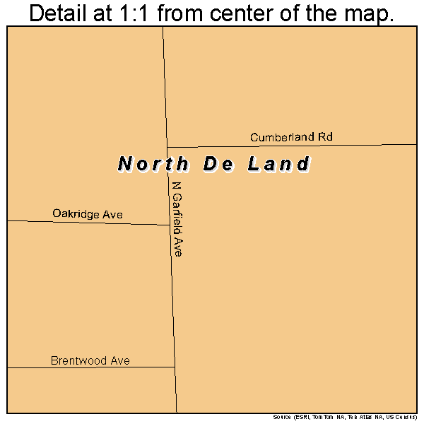North De Land, Florida road map detail