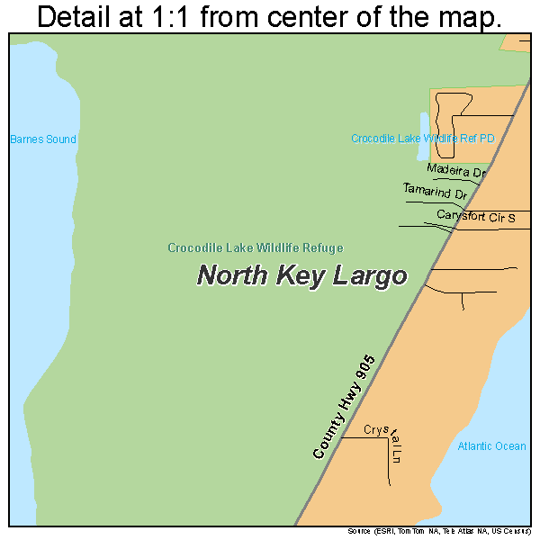 North Key Largo, Florida road map detail