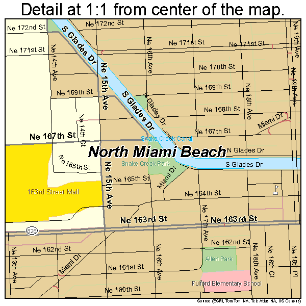 North Miami Beach, Florida road map detail