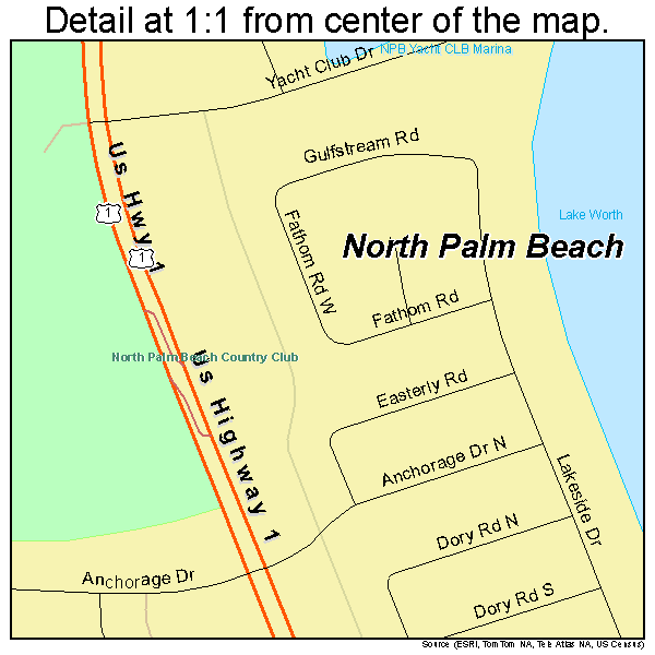 North Palm Beach, Florida road map detail