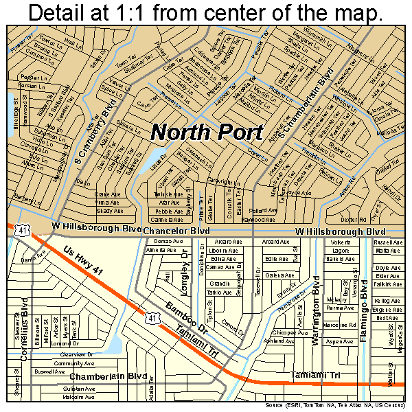 North Port, Florida road map detail