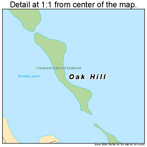 Oak Hill, Florida road map detail