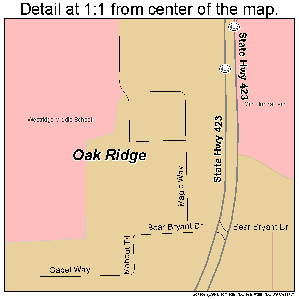 Oak Ridge, Florida road map detail