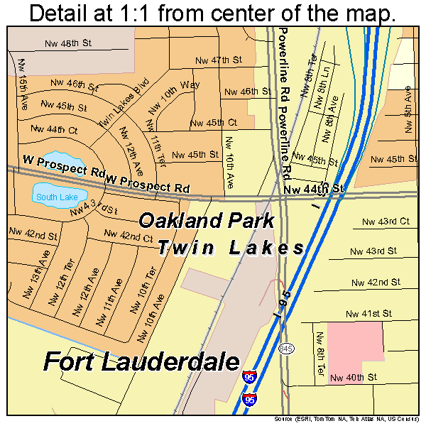 Oakland Park, Florida road map detail
