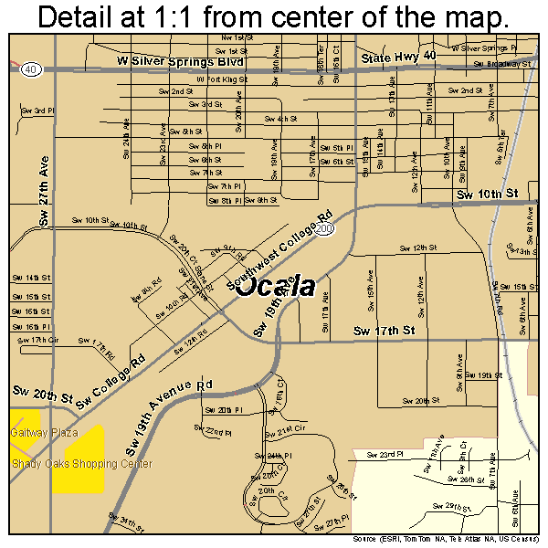 Ocala, Florida road map detail