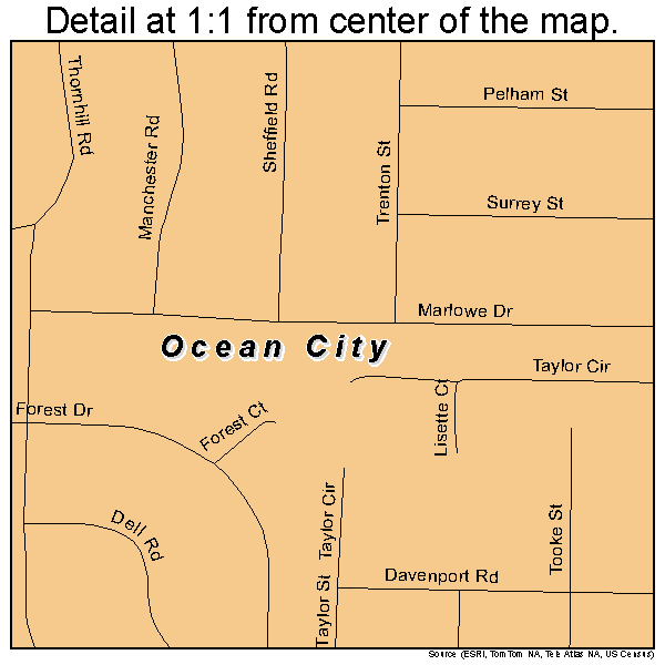 Ocean City, Florida road map detail