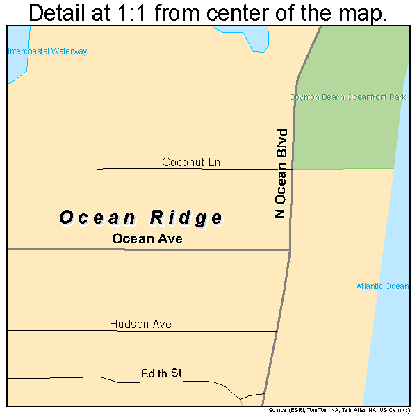 Ocean Ridge, Florida road map detail
