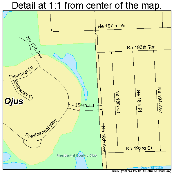 Ojus, Florida road map detail