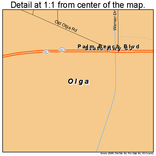 Olga, Florida road map detail