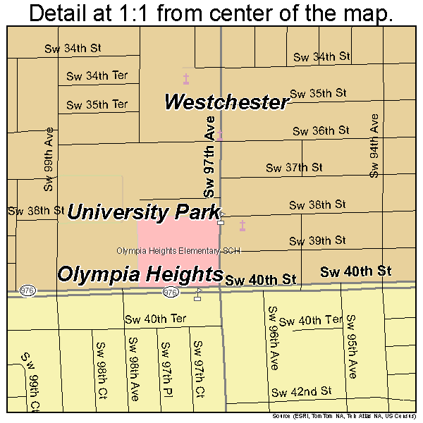 Olympia Heights, Florida road map detail