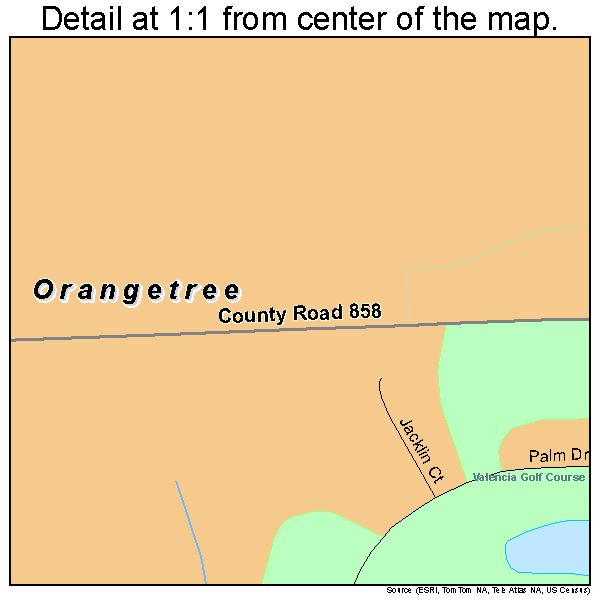 Orangetree, Florida road map detail