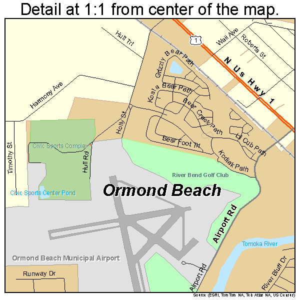 Ormond Beach, Florida road map detail
