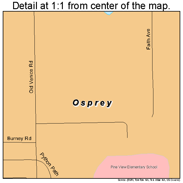 Osprey, Florida road map detail