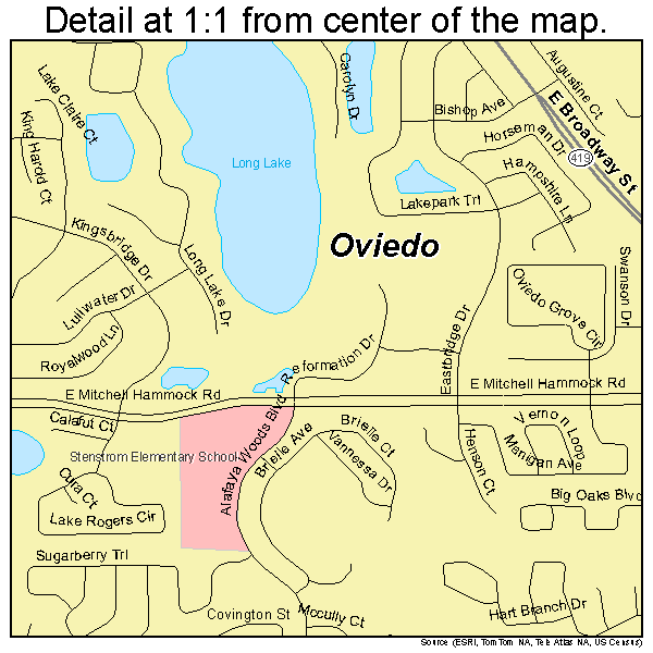 Oviedo, Florida road map detail