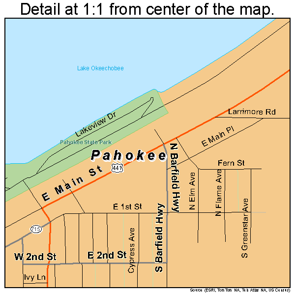 Pahokee, Florida road map detail