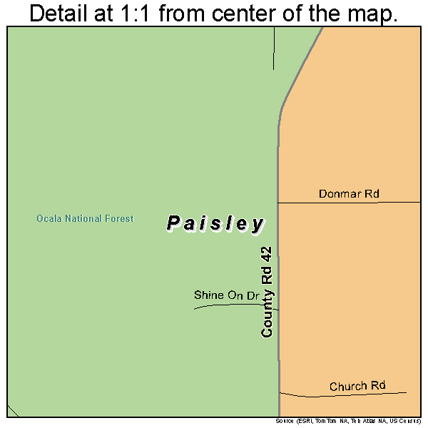 Paisley, Florida road map detail